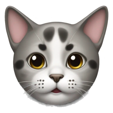 The cat’s face is clear white with a black spot under the nose, shaped like a mustache. Big dark spots on the forehead and near the ears. sticker