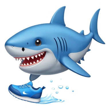 Un tiburón con zapatillas azules  sticker