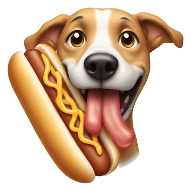 Freaky dog eating a hot dog sticker