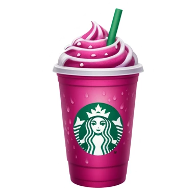 Starbucks dark pink dragonfruit refresher. white lid. starbucks logo. sticker