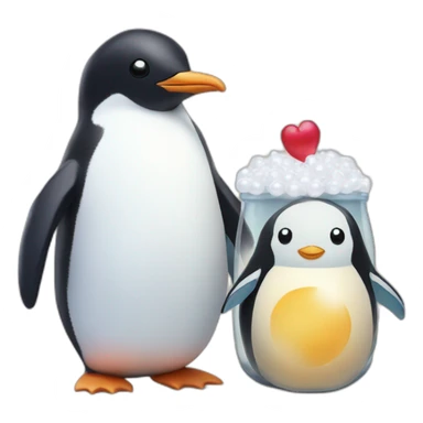 Penguin plushie with a boba with pearl plushie sticker