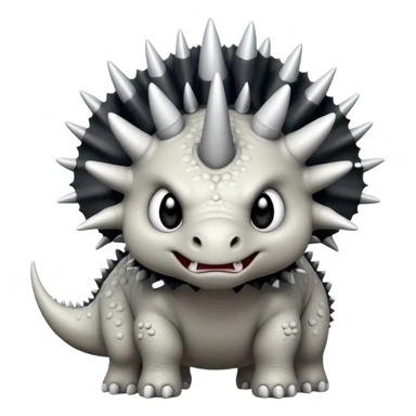 cute triceratops angry, black and white sticker