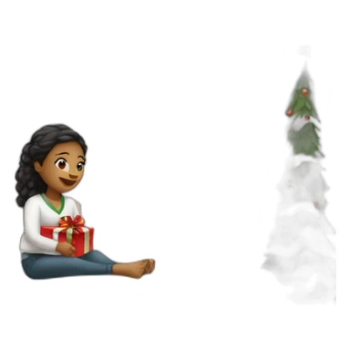 Christmas girl sitting on the bed sticker