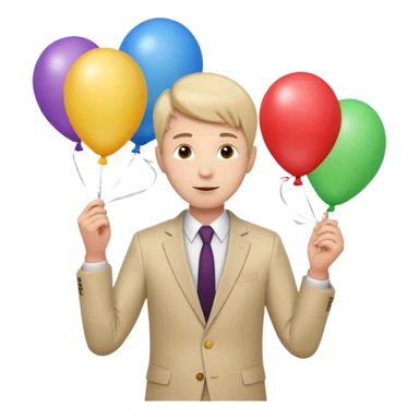 birthday  boy in biege suit + baloons sticker