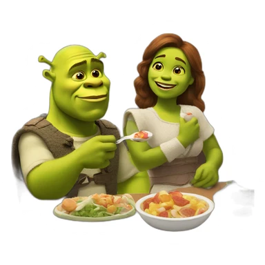 Shrek have lunch with baby's sticker