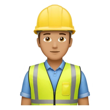 Guy with yellow reflective vest and white protection helmet sticker