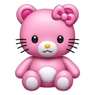 pink kawaii plush hello kitty bear sticker