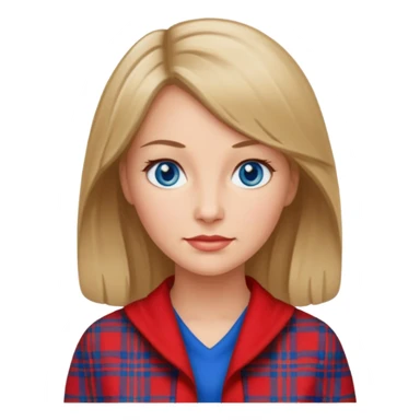 middle   aged female with Scottish red attire and dark blonde hair and blue eyes sticker