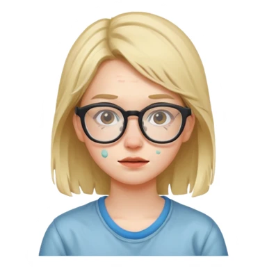 nerd messy girl with acne and glasses sticker