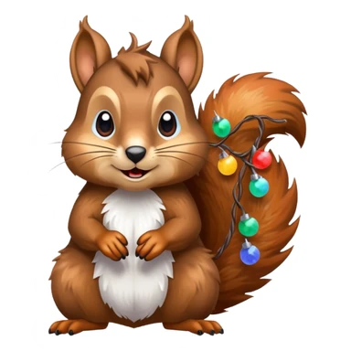 deranged squirrel covered in Christmas lights with snow on his face sticker