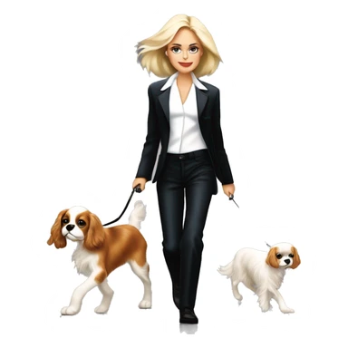 Young sharon stone in basic instinct walking with cavalier King Charles spaniel  sticker
