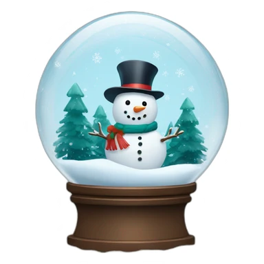Snowman and winter landscape in Snow globe sticker