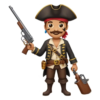 Pirates emoji holding gun and standing on shore  sticker