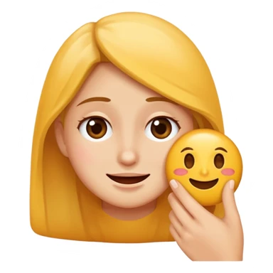 Quiero una persona sosteniendo una carita feliz y que la cara este triste sticker