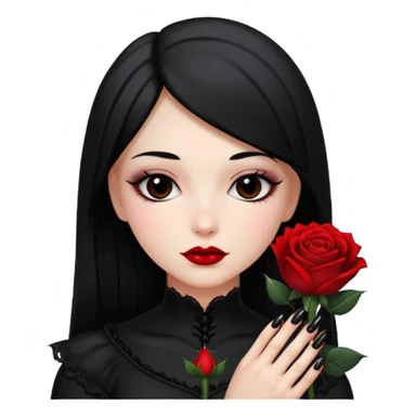 Gothic black nails holding rose  sticker