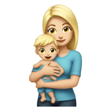 baby boy hug mommy blonde sticker