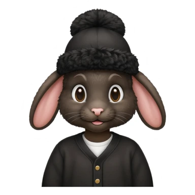 curly black rabbit with jersey and hat sticker