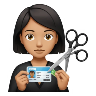 Floating black Scissors cutting in half an idf soldier ID card with a little chip in 2 parts .hyper realistic sticker