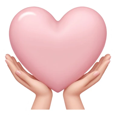 light pink heart laying in white hands sticker