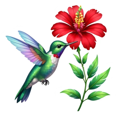 hummingbird drinking nectar from flower sticker