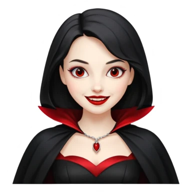 Vampire lady in black dress with cape, smile sticker