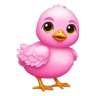 pink color baby chick sticker