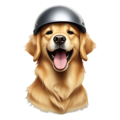 golden retriever with a helmet on and his tongue out drooling sticker