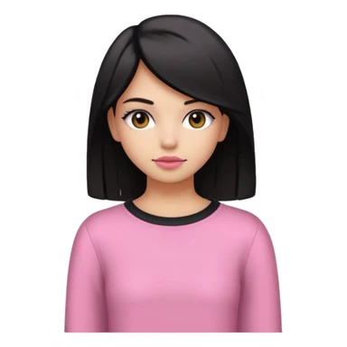 Un emoji de una. Chica linda adolescente vestido rosado pelo corto negro casi por los hombros besando a un chico lindo de pelo y ropa moderna sticker