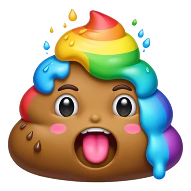 A turd emoji puking up a rainbow, variation with more vibrant colors sticker