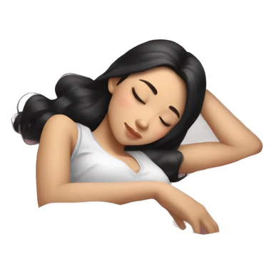 Coquette teenage cute asian black hair girl sleeping  sticker