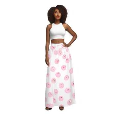 white with soft pink accents Maxi skirt sticker