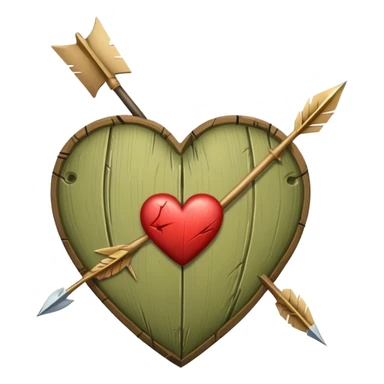 Pale olive heart with arrow sticker