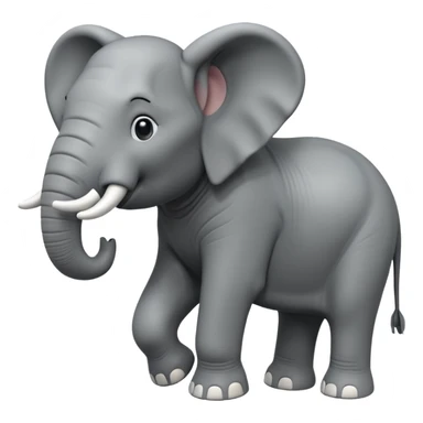 A giant 3D cartoon elephant in side view, thick gray skin, large tusks, dust around its feet, strong sunlight and shadows, realistic and powerful Memoji-style. sticker