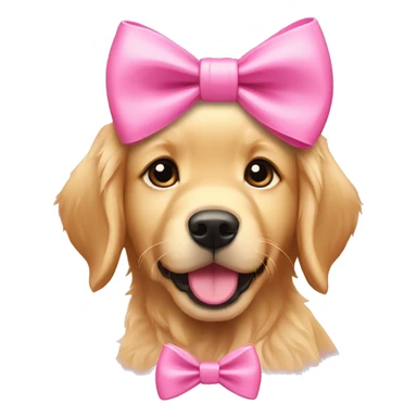 female golden retriever puppy with pink bows sticker