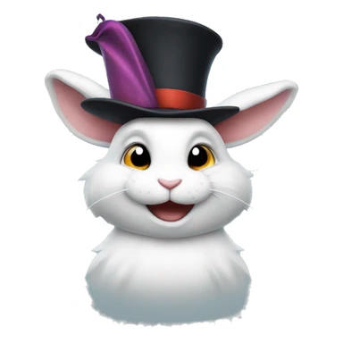white rabbit wearing a magician's hat and winking sticker