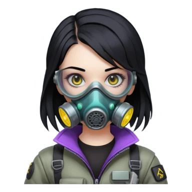 cyberpunk gasmask girl programmer sticker