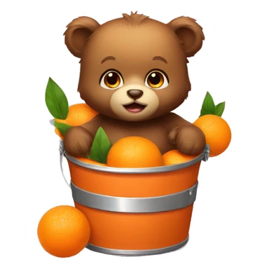 Baby bear with oranges bucket sticker