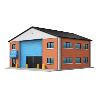 a 2d warehouse in black and white for a report from the outside. It should be the size of an emoji sticker