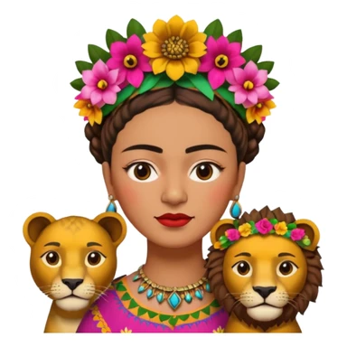 Frida Kahlo with lion sticker
