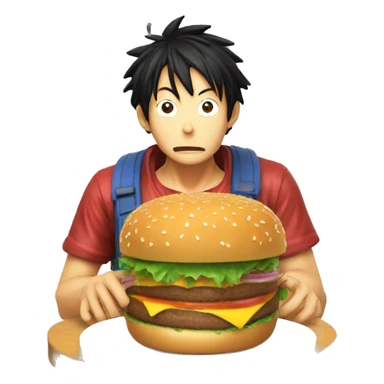 Luffy qui mange un burger sticker