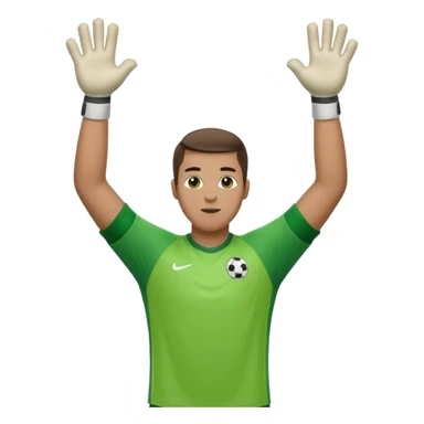 soccer goalkeeper wearing a green shirt, shorts, socks and football boots, with arms raised sticker