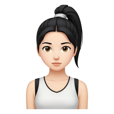 A girl with a high ponytail, a black hair tie, and a sleeveless white top sticker