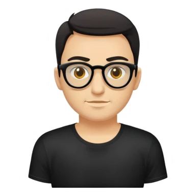 Ai emoji băiat, ochelari de soare, ochii căprui, păr șaten, piele cafeniu deschis și tricou negru  sticker