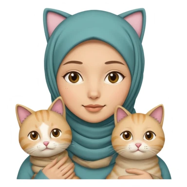 wanita berhijab dengan 1 kucing sticker