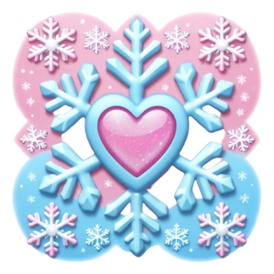 snowflake pink heart color white baby blue and pink glitter glow sticker