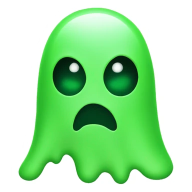 Toxic green ghost with a sad face sticker