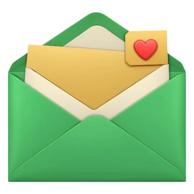 3D green envelope with letter in it sticker