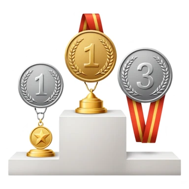 1st 2nd 3rd place podium with gold, silver, and bronze medals sticker