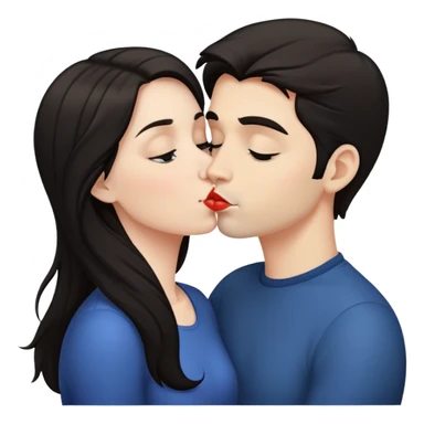 Two white people with dark hair kissing sticker