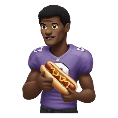 lamar jackson eating a hot dog sticker
